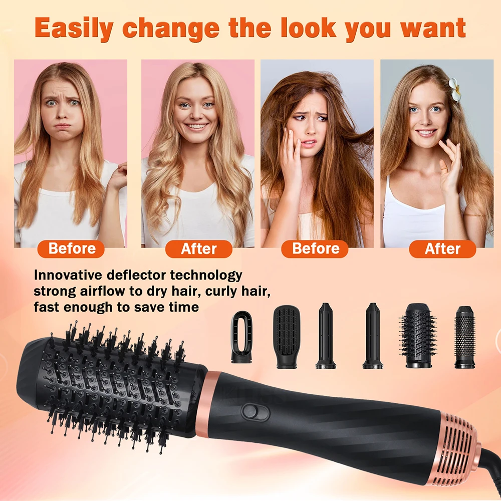 Hair Dryer Brush & 5 in 1 Air Styler, High-Speed Negative Ionic, Fast  Drying, Multi Hair Styler with Automatic Air Curling Iron, Volumizer