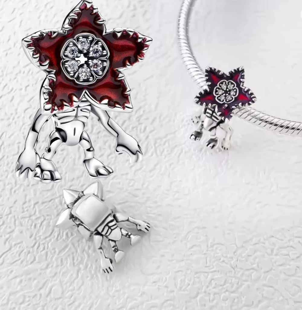 Charm Bracelet 925 Sterling Silver Adjustable 2026 Trending Red Monster Flower