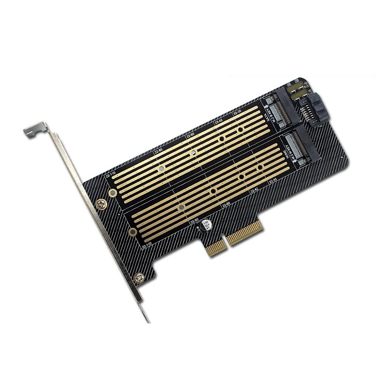 

M.2 Nvme NGFF SSD To PCIE X4 X8 X16 Card Slot SATA Dual Disk Adapter Expansion Card Supports Mkey Bkey Wiring Xpansion Card