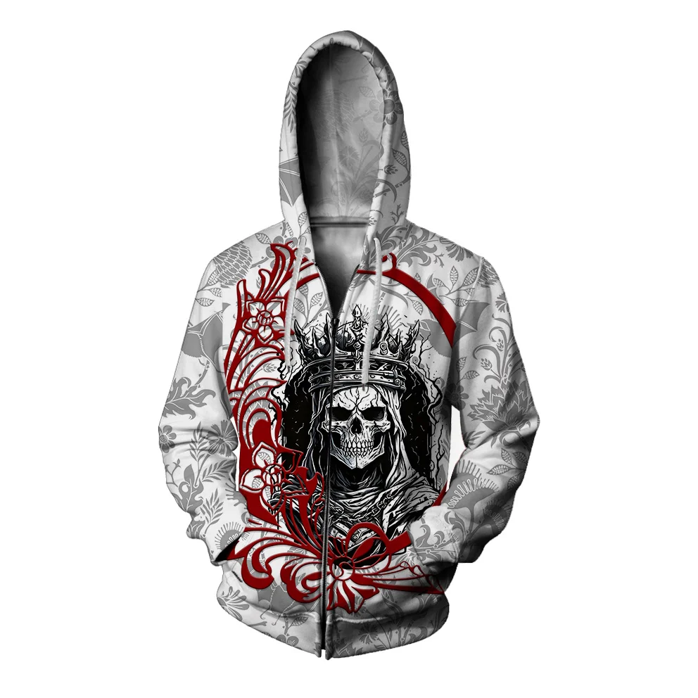 thumbnail image 1 of Ropa de otoño para hombre Sudadera con capucha para hombre Sudadera con capucha para hombre Sudadera con capucha con estampado de serie Skull Sudadera con capucha y cremallera Sudadera con capucha hol, 1 of 4