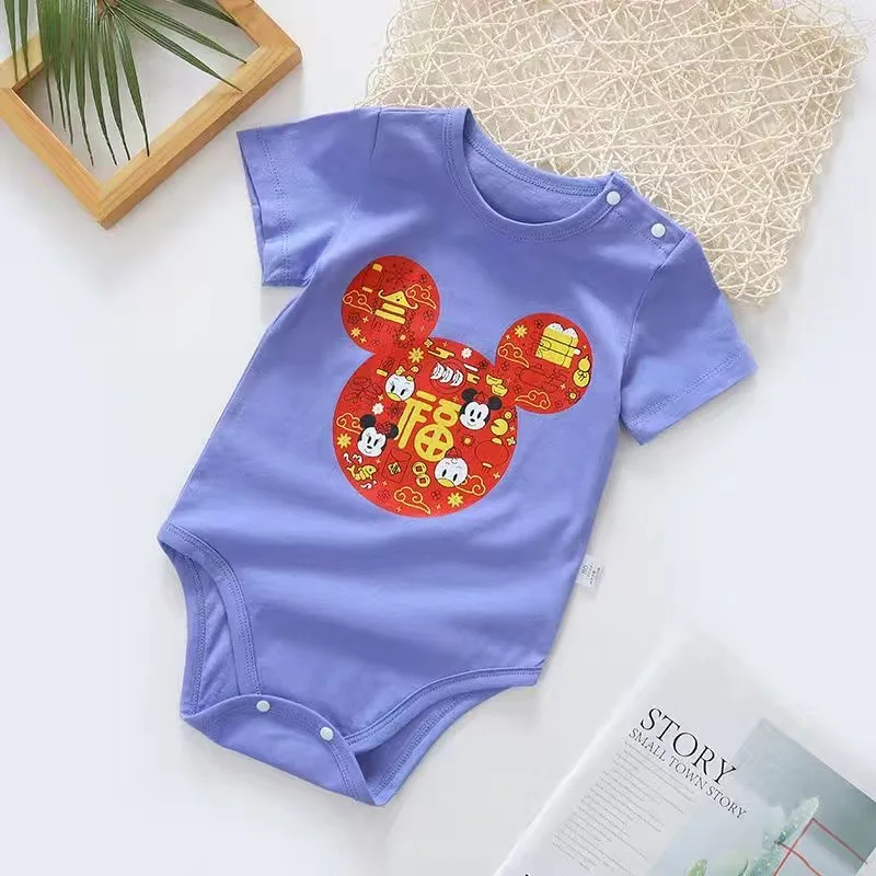 

Girls Summer Rompers Newborn Baby Boys Clothes Cartoon Mickey Mouse Donald Bodysuits Short Sleeve Jumpsuits Cotton Infant Tops