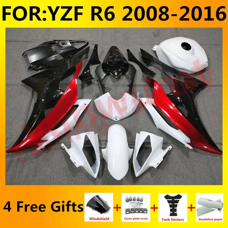 

Motorcycle full Fairing Kit fit For YZF R6 YFZ-R6 2008 2009 2010 2011 2012 2013 2014 2015 2016 Bodywork Fairings red white