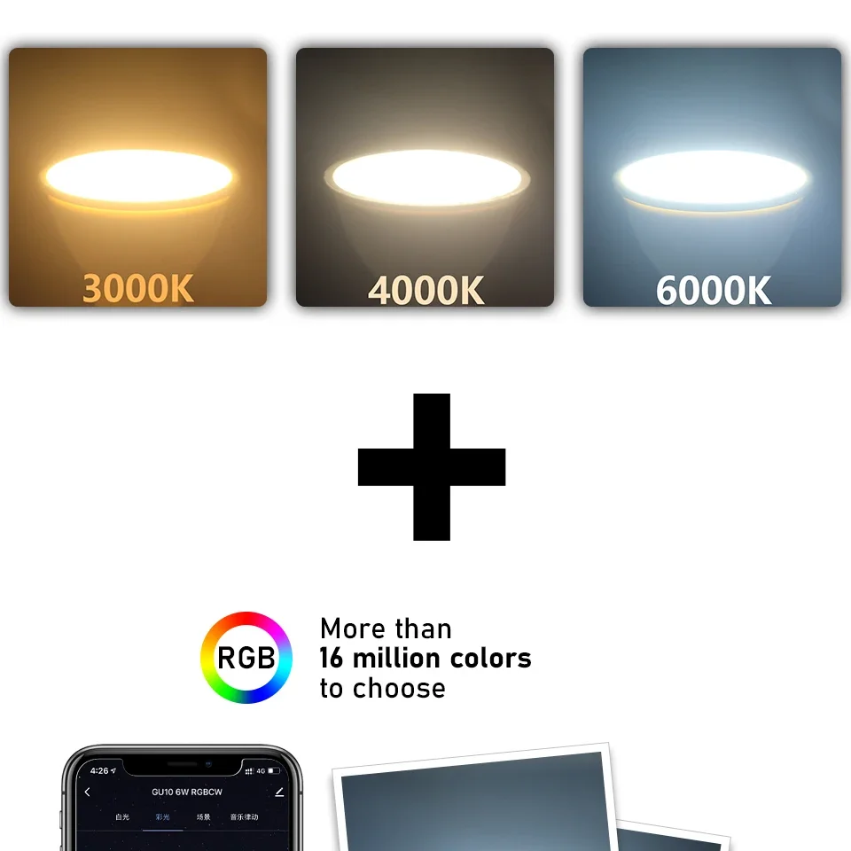 1-10PCS GU10 LED Rgb Smart Light Bulb Dimmable Gu10 6W Sbfea02f2498b4c67aba70ada3fcbcd6dm