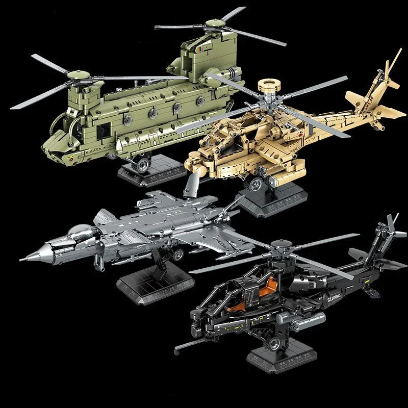 

Military Helicopter Fighter Block DIY AH-64 Apache CH-47 Chinook J-20 Plane Building Brick Toy For Boys Children