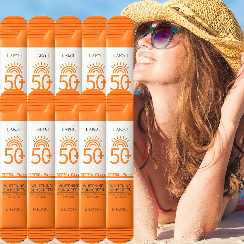 10pcs LAIKOU SPF 50 Sunscreen Long Lasting UV Protector Sunblock Moisturizing Skin Protective Cream