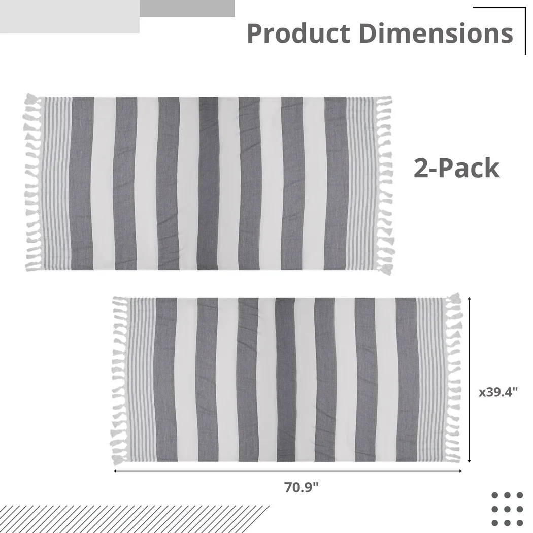 2Pcs Turkish Beach Towels Cotton Absorbent Quick-Dry Towels Oversized Beach Blankets Lightweight Travel Bath For Beaches