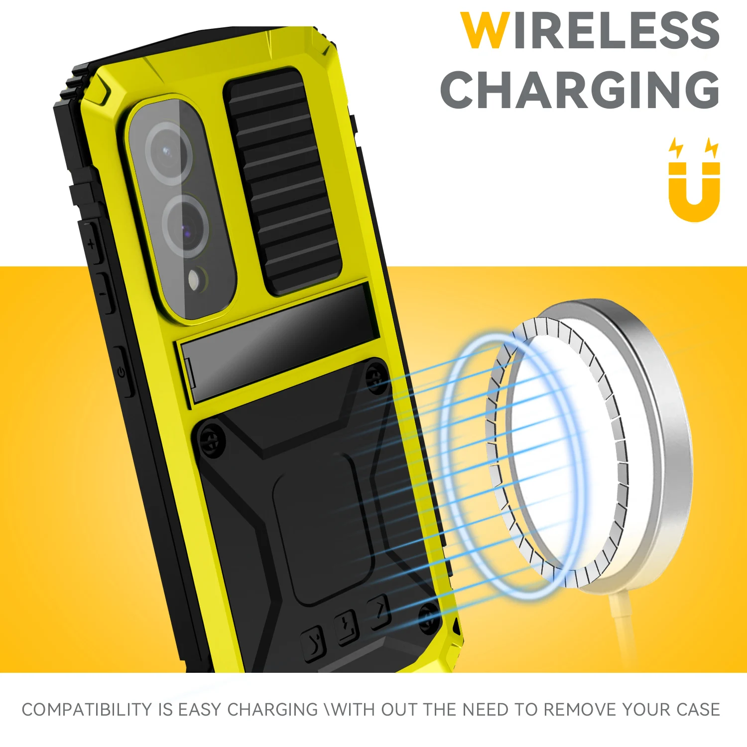 Shockproof Heavy Duty Metal Phone Case with Glass Screen Protector and Anti-Scratch Technology