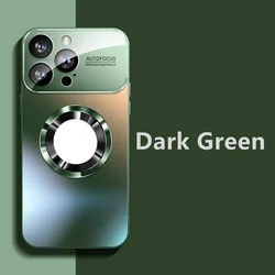 Premium Shockproof Magnetic Wireless Charging Case with Luxury Glass Camera Cover - iPhone 15 Plus (Green)