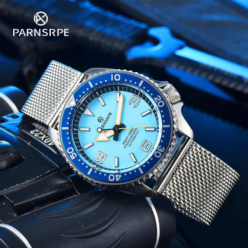 PARNSRPE Automatic Men's NH35A Blue Men's movement Mechanical Watch