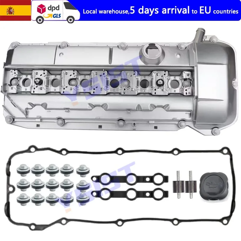 Engine pcv valve cover repair kit Aluminum Engine Valve Cover Cylinder Head Cover 11121432928 for BMW M54 M52 B20 B25 B28 E53 E36 E46 E39 X5 Z3 2.5L 2.8L 3.0L