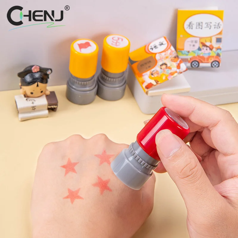 School Teachers Family Use Red Five-pointed Star Stamp Encourage Children Teaching Award Stamp Automatic Ink wax seal stamp clear stamps alphabet stamps wooden stamps decorative stamps inking stamps children stamps vintage silicone stamps brass stamps teacher seal
