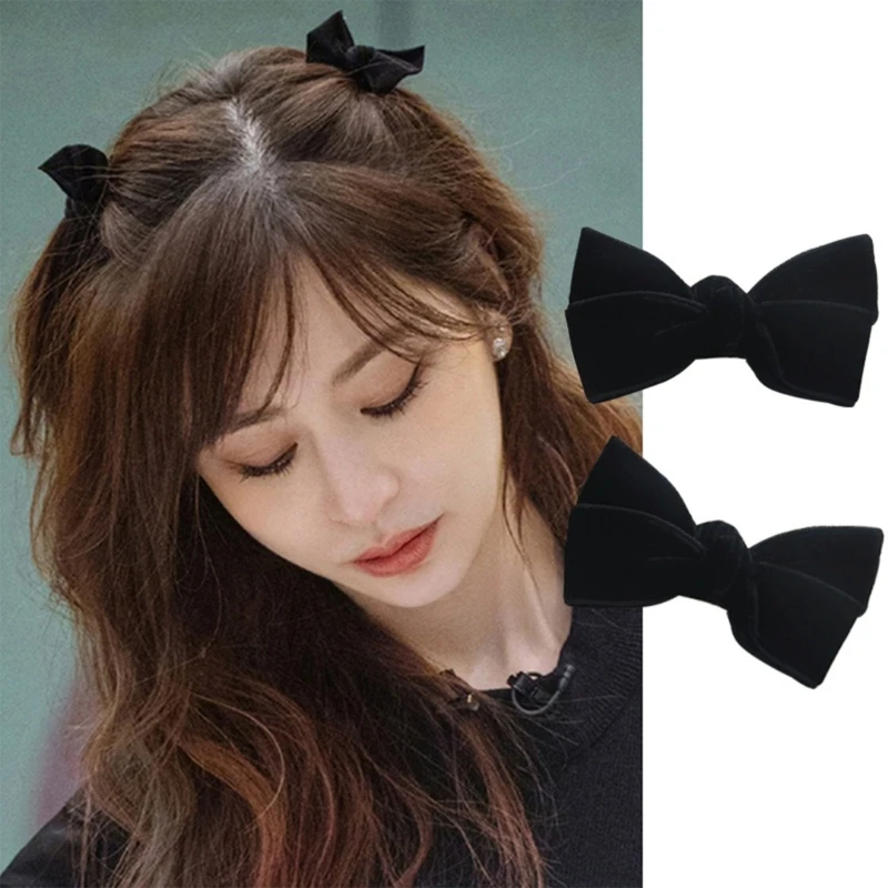 

Hair Bows for Toddler Girls Bows Hair Claw Clip 2" Long Black Velvet Bowknot Hair Barrettes Women Hair Accessories