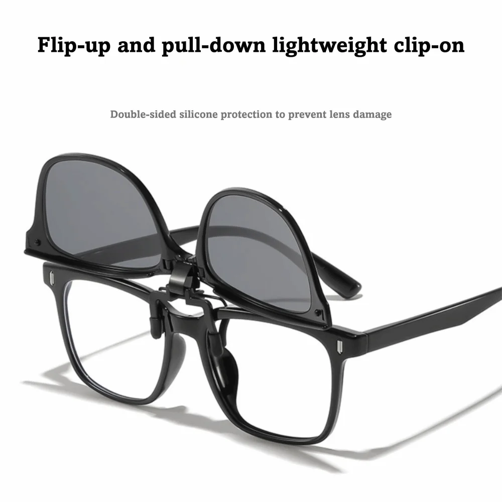 Vintage quadratische Clip-On-Sonnenbrille, ultraleichte, hochklappbare Anti-Blaulicht-Brille, faltbare Anti-Glare-Brille für Wettkampfspiele – Detail 13