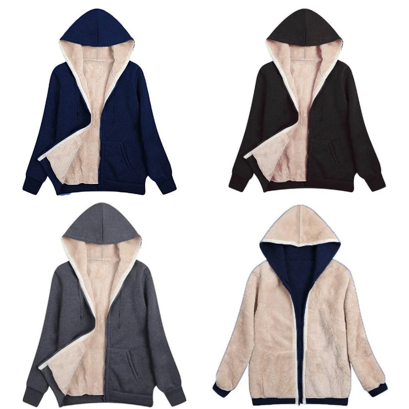 

Women Casual Loose Long Sleeves Jacket With Fur Lining Pullover Hoodie Spring Autumn New For Maternity Tops Bulk Up Size S-5XL