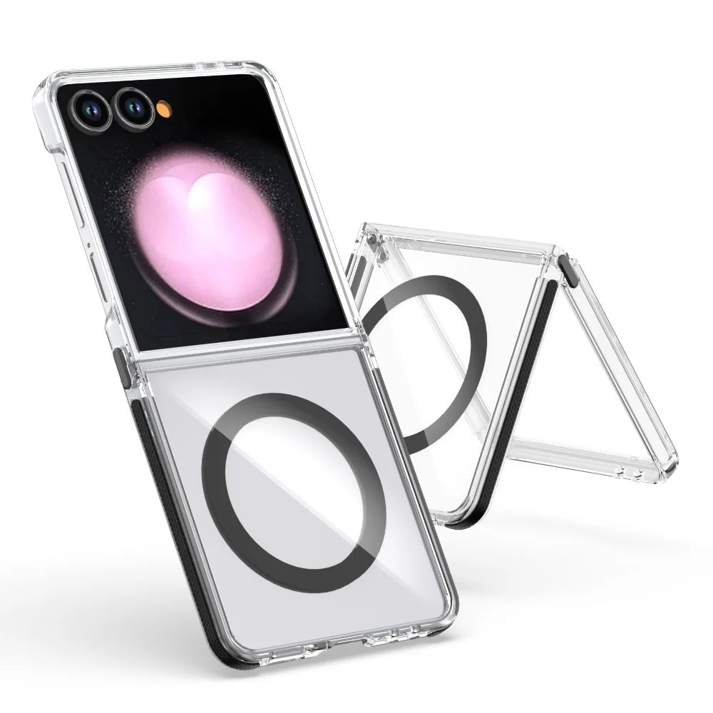 Luxury Transparent PC Case with MagSafe Wireless Charging and Hinge Protection - Shockproof Design