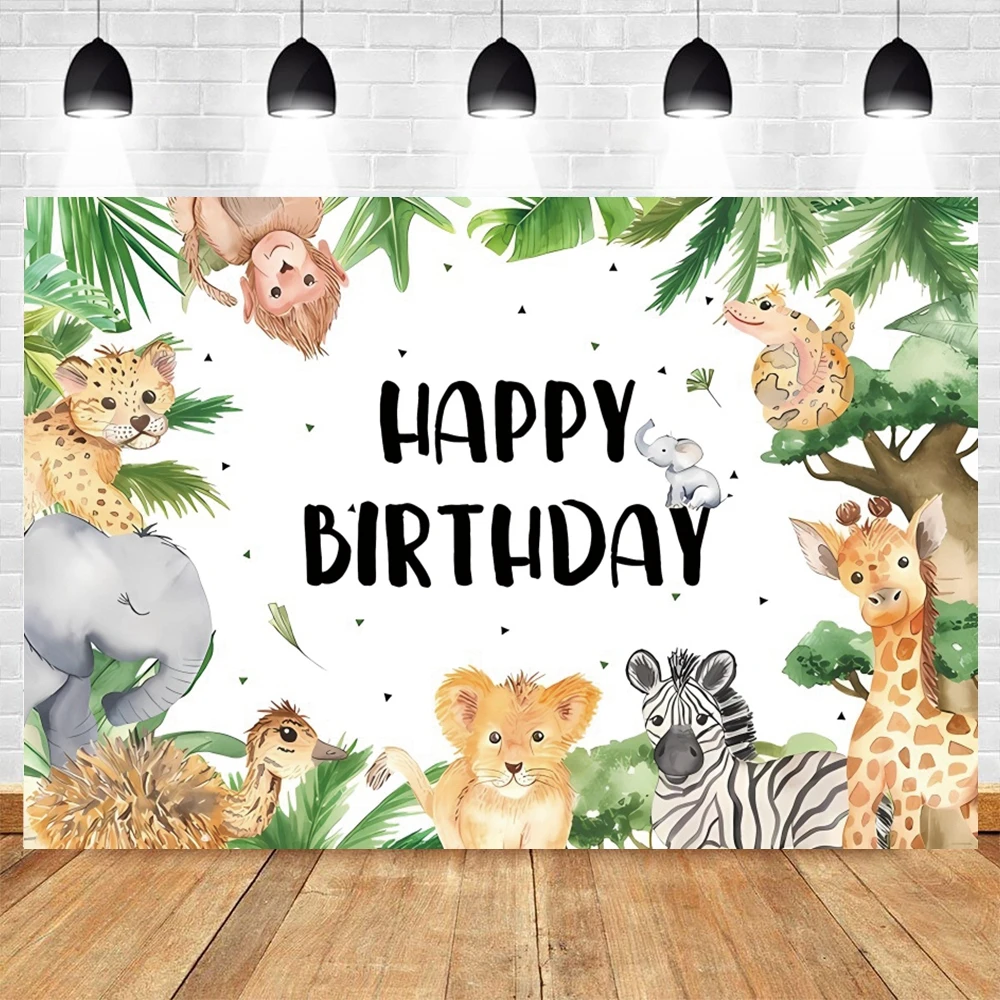 Tropical Jungle Safari Photography Backdrop for Baby Birthday and Family Photoshoots