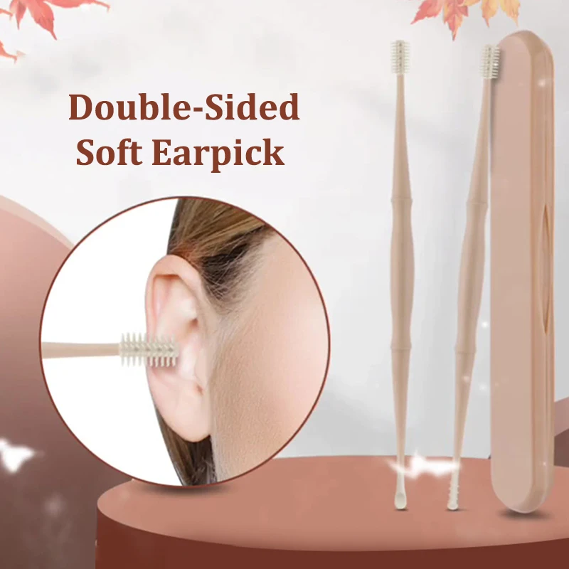 

Double-Sided Earpick Soft Silicone Spiral Rotating Ear Wax Cleaner Ears Remover Clean Tool Spiral Design