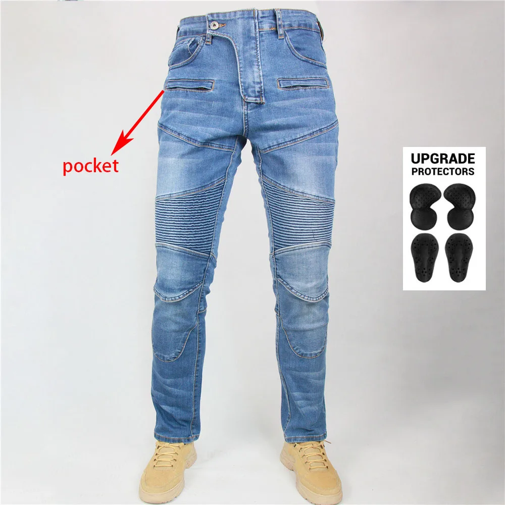 Texwood men's casual and sports wear store, summer beach clothes, men's leather fashion, jewelry, sunglasses Kominie Collection Classic Denim UGB06 PK718 PK719 4X Zip Motorcycle Pants Pantalones Motocicleta Hombre Featherbed Jeans Gears