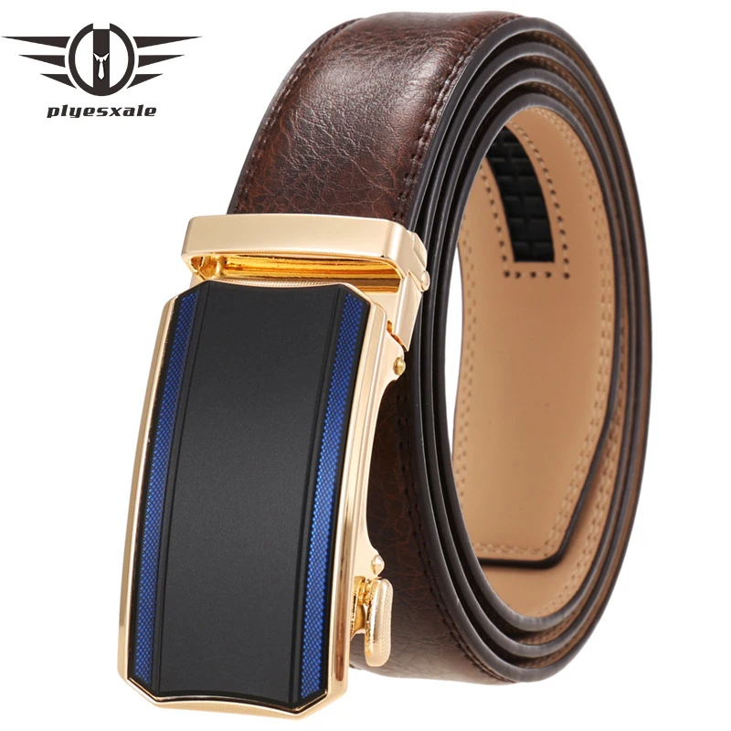 

Plyesxale High Quality Automatic Buckle Black Belts For Men 3.5cm Width Luxury Designer Brand Strap Male Formal Dress Belt G351