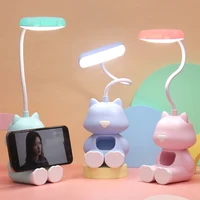 Creative Cute Cat Flexible Led Study Desk Lamp with Phone Holder Bedside Color Adjust Table Lamp for Kids Student Room 1