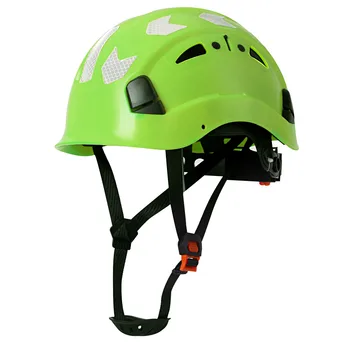 Casco di sicurezza da costruzione CE con adesivi riflettenti Fori grandi Cappello da lavoro traspirante Arrampicata Salvataggio Elmetto protettivo in ABS Tipo ANSI CR08