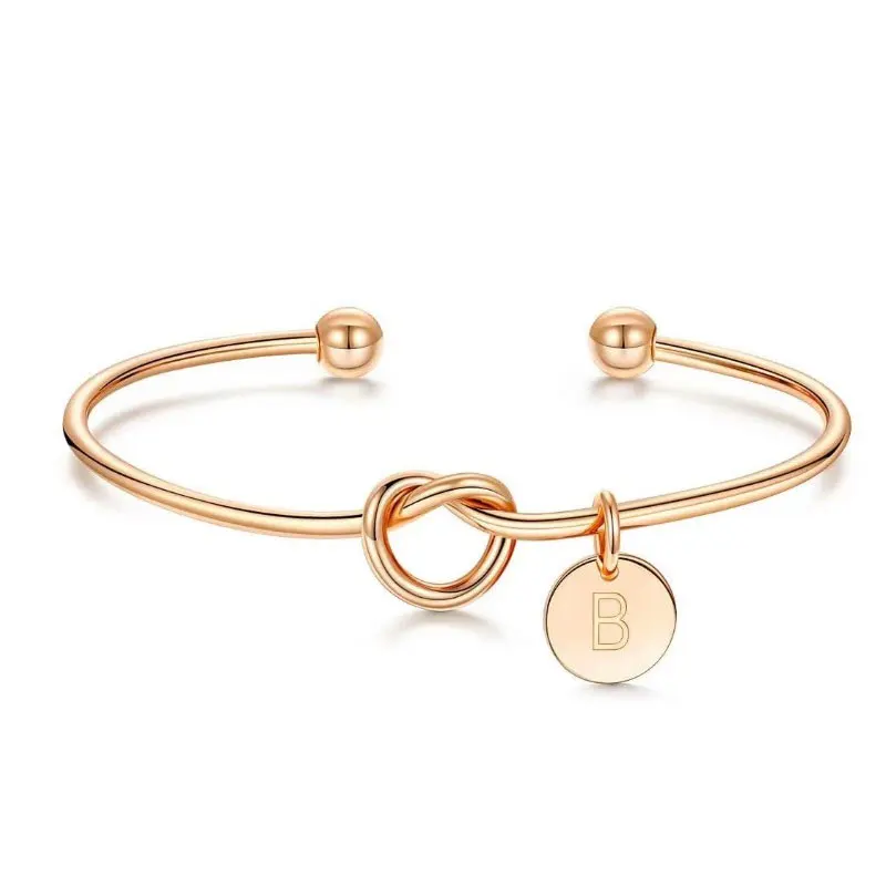 Initial Coin Charm Cuff Bracelet/Bangle