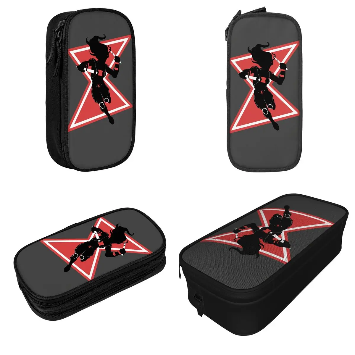 블랙 위도우 아이콘 그래픽 연필 케이스, 재미있는 펜꽂이 가방, 대용량 학용품, 지퍼 필통