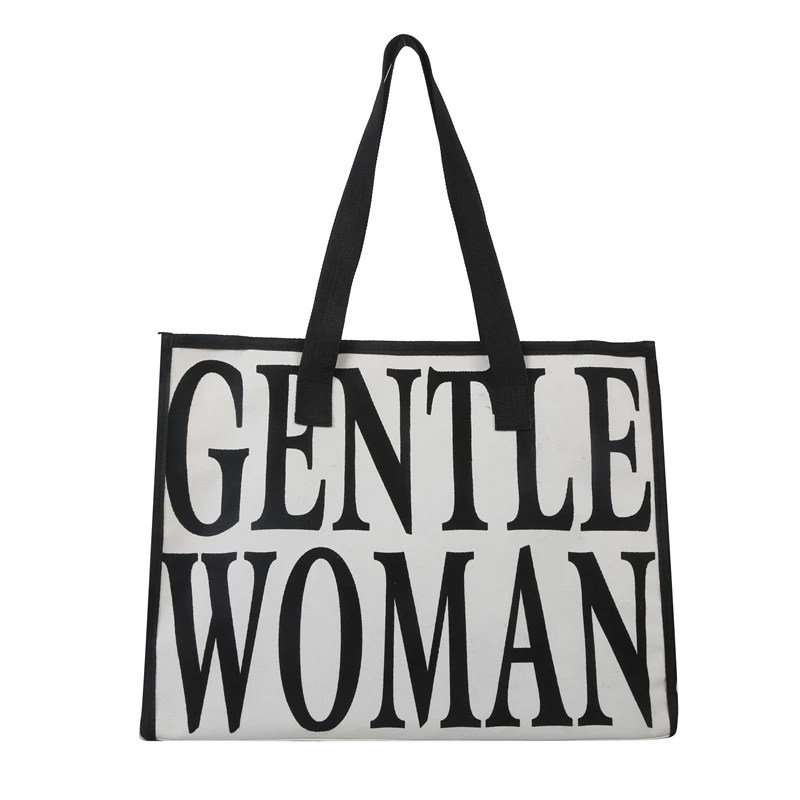 Single Shoulder Canvas Bag Women's New Fashion Outgoing Handheld Shopping Bag Large Capacity Commuting Tote Bag