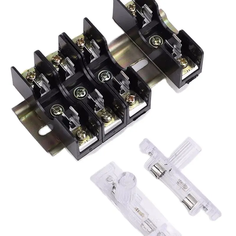 FS101 DIN RAIL Mounted Fuse Holder Fusing warning light 6X30mm 10A glass tube fuse holder dc fuse holder
