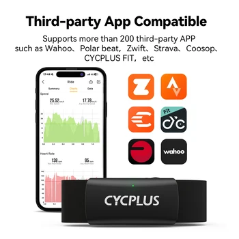 CYCPLUS H2 Heart Rate Monitor Chest Strap BLE ANT+ Heart Rate Monitor Chest Sensor with 500h Battery, IPX7 Waterproof 4