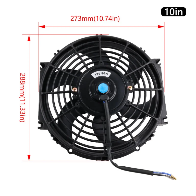 Factory direct Cross-border hot selling Cooling Equipment Condenser Fan of Curved Blade Modified Car 12V 80WCooling fan