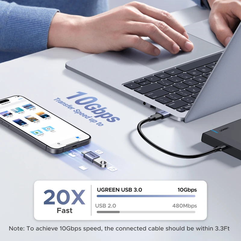 유그린 USB 3.1 OTG 어댑터 USB A(수) - USB C(암) 케이블 컨버터 4/5팩 맥북 삼성 S10 화웨이 USB to 타입-C OTG용