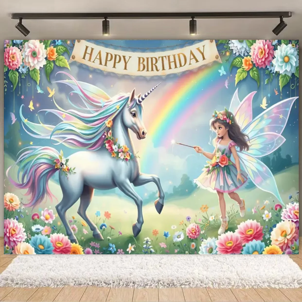 Traum Einhorn Fee Thema Geburtstag Party Farbe Cartoon Ballon Hintergrund Baby Dusche Dekoration Fotografie Liefert Baby Geschenke – Detail 10
