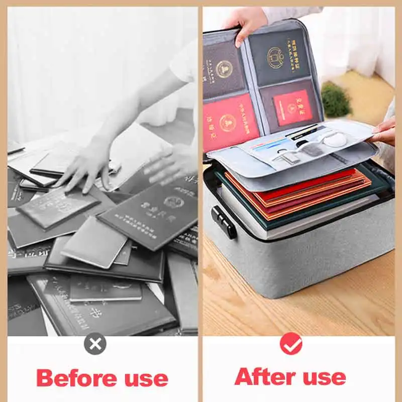 Document Storage Bag Multi-layer Large Capacity File bag Password Briefcase Organize Pouch Accessories Supplies - 3