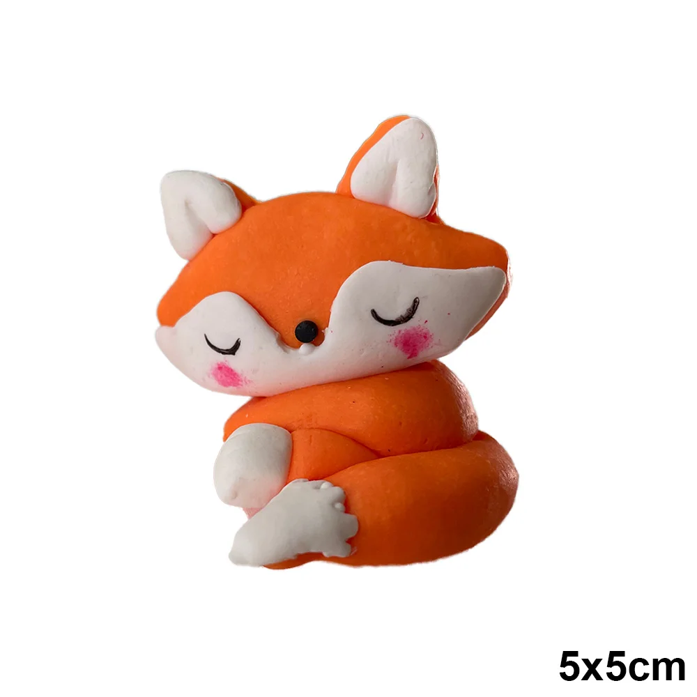 Fox Cake Topper Cupcake Forest Woodland Animals Decoration Supplies Baby Shower Kids Birthday Party Decoration
