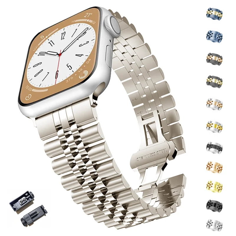 stainless steel change band on apple watch series