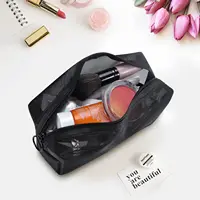 Aosbos 3-Pack Mesh Cosmetic Bag Set - Travel/On-The-Go Makeup Storage, Zipper Closure Small Pouch 4