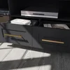 Entertainment Wall Unit, Multifunctional TV Stand with Tempered Glass Door, Up-Flip Door & Shelves, Large Console Storage 5