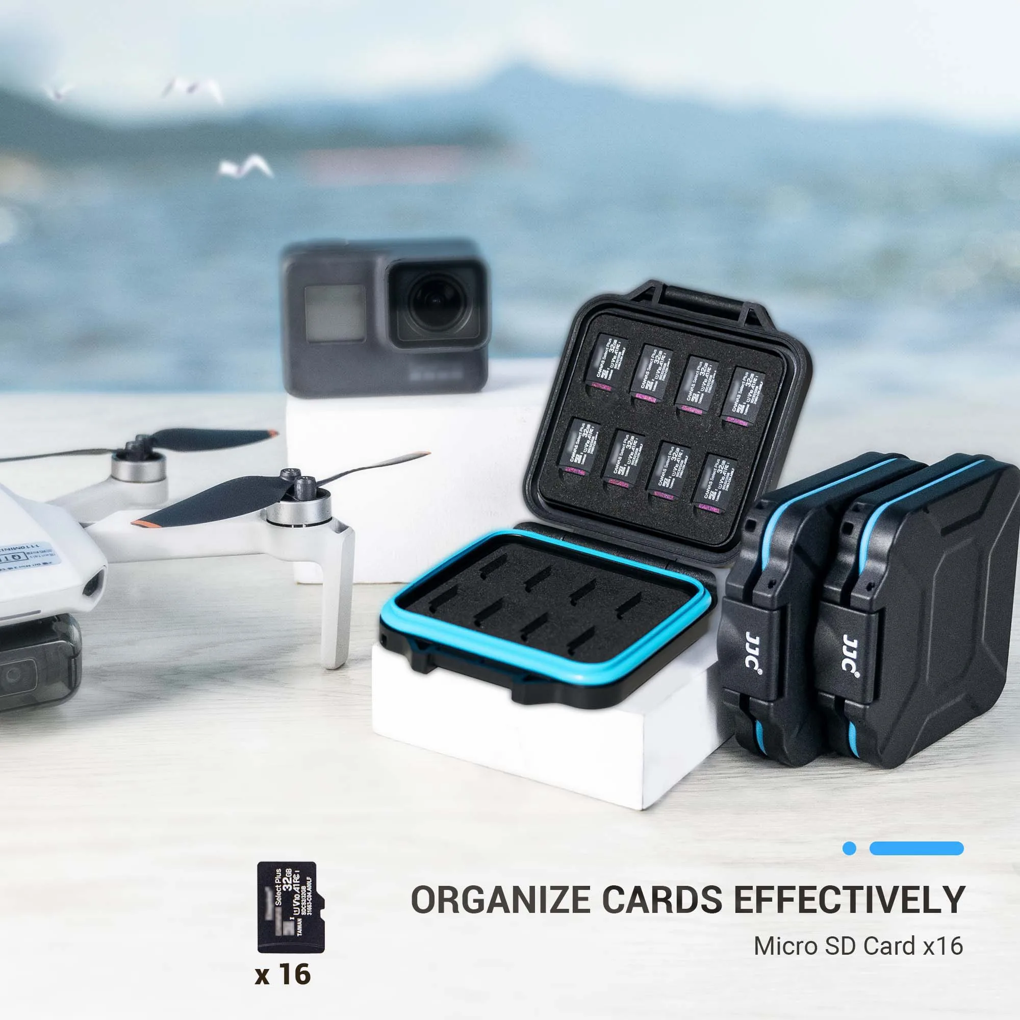 Jjc-carteira Ultra-fina Micro sd Card Holder Estojo para Cartão de Memória Armazenamento Microsd Organizador Impermeável 16 tf Cards Hard Shell - Imagem 5