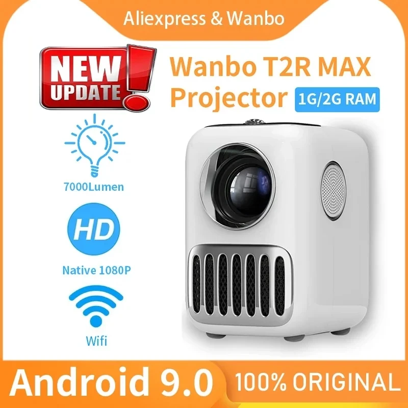 WANBO T2 Max Mini Portable Projector with WiFi and Bluetooth, Android TV  9.0