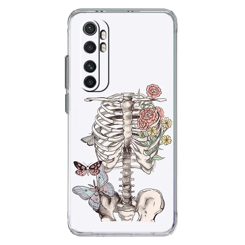 Clear TPU Phone Case with Hard Pink and Purple Skull Design