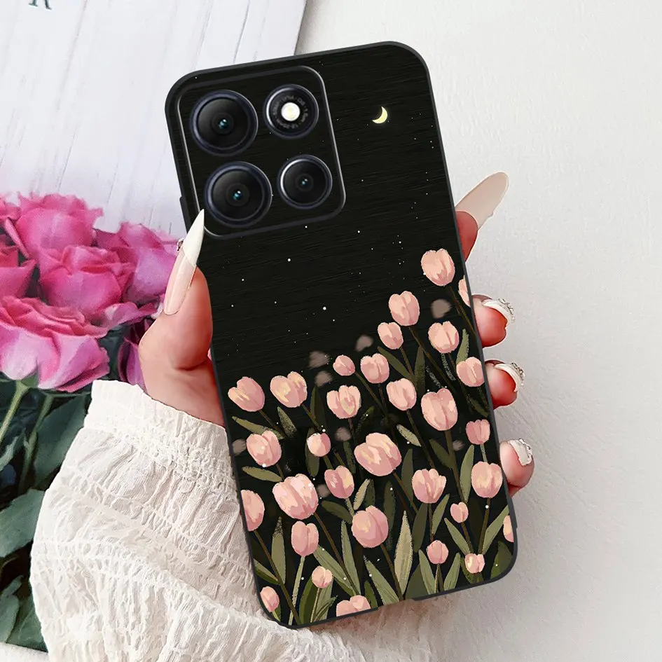 Floral Bamboo Cat Cartoon Soft Silicone Back Cover