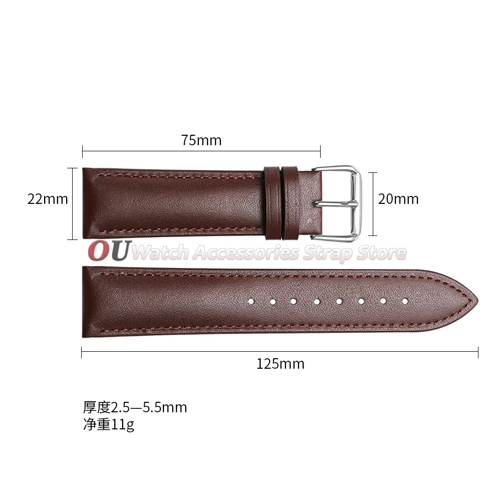 Premium Calfskin Leather Watchband - Soft Universal Replacement Strap
