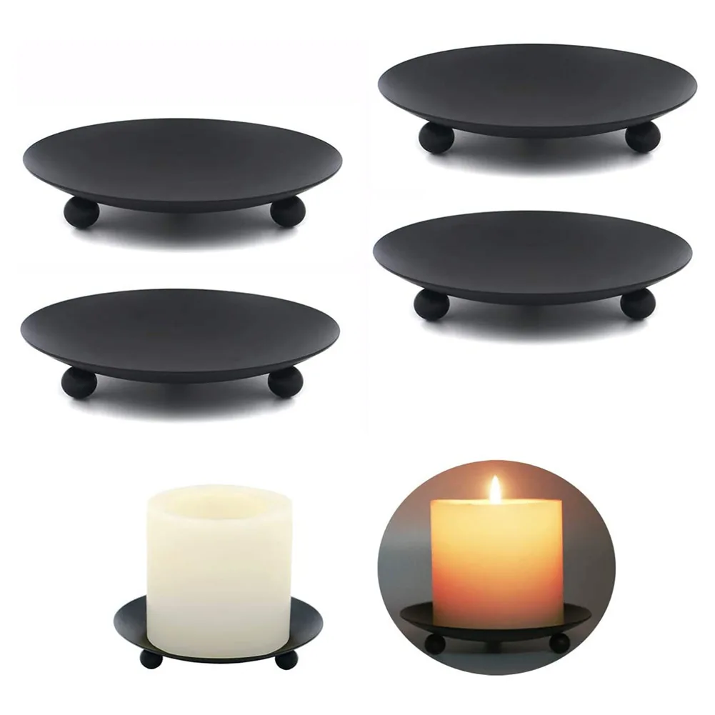 1pcs Metal Candle Holder 7x7x1.5cm 11x11x1.7cm Iron-candle-holder For Dining Room Living Room Office Decorative Accessories