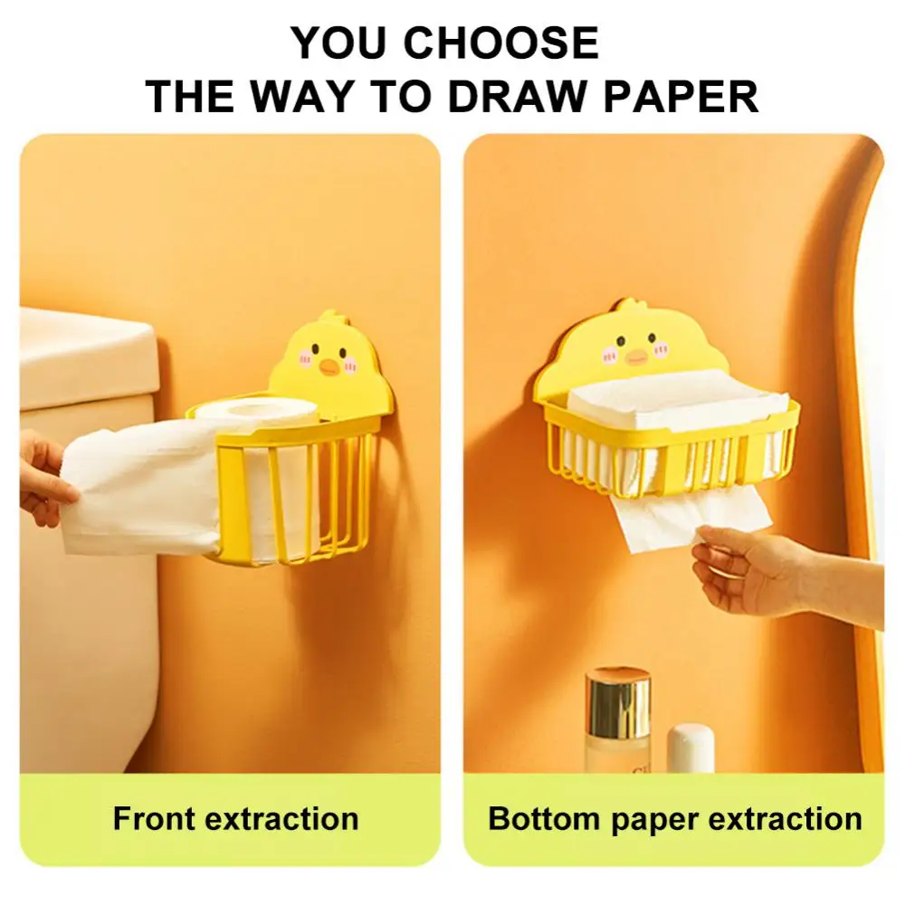 Wall Mounted Tissue Bins Little Yellow Duck Tissue Box Toilet Draw Paper Organizer Home Bedroom Bathroom Napkin Holder Container
