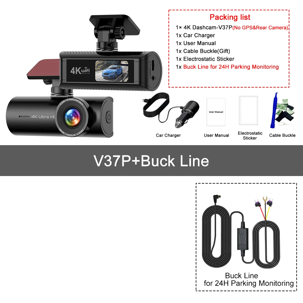 Kocam 4K WIFI GPS كاميرا مزدوجة داش أمامية وخلفية للسيارات كاميرا مسجل فيديو رقمي للسيارات مسجل فيديو داشكام كاميرا فيديو صندوق أسود