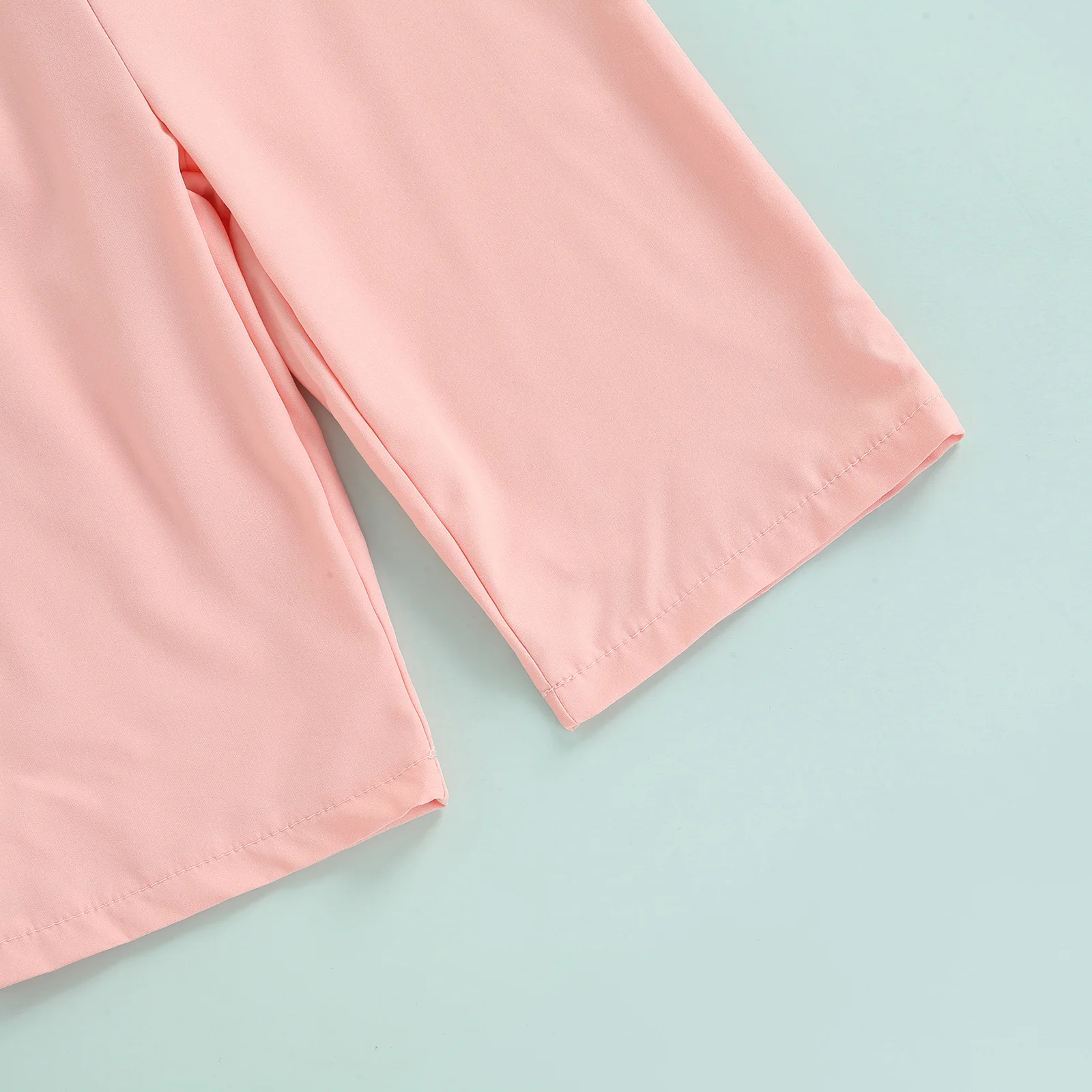 2022-02-12 Lioraitiin 1-6Years Toddler Baby Girl Summer Romper Off Shoulder Solid Pink O-Neck Jumpsuit Casual Clothing 5