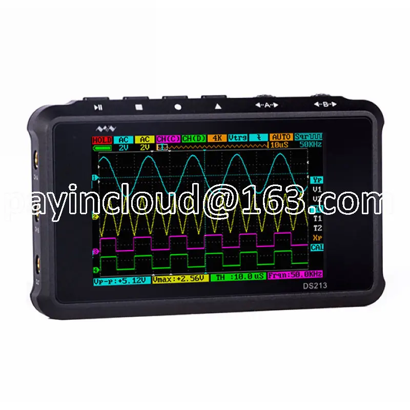 Ds213 Mini Oscilloscopio Digitale Display Lcd Portatile 4 Canali 15Mhz 100 Ms/S Oscilloscopio Usb Storage Tascabile Osc