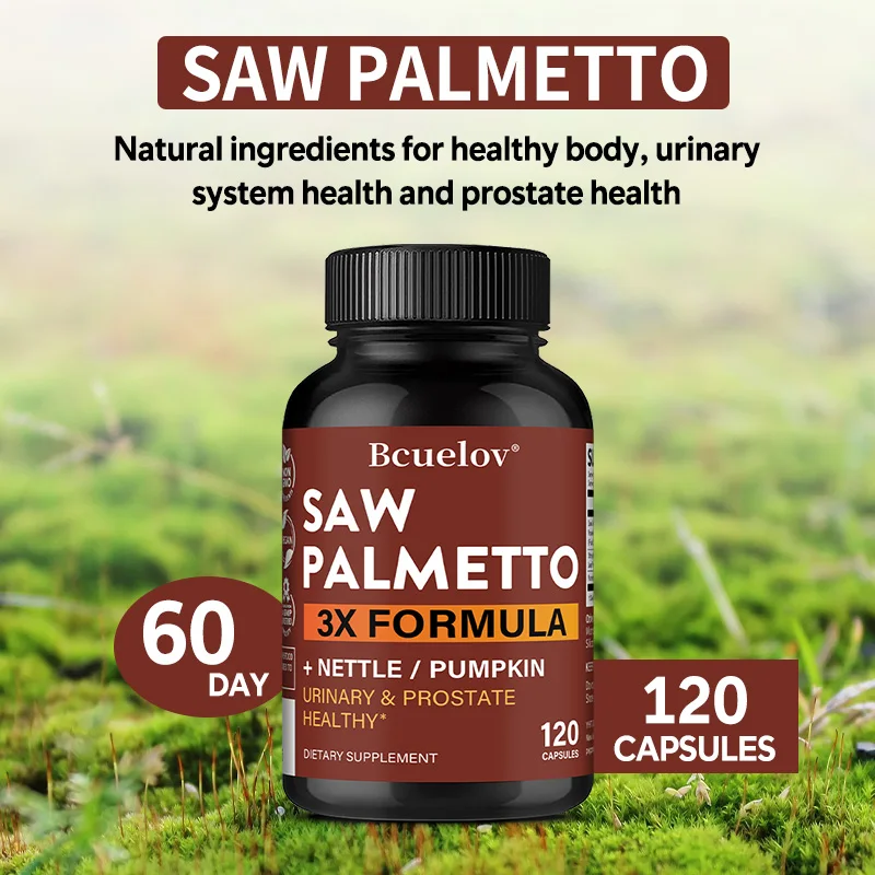 Saw Palmetto Berry Complex Capsules-Turmeric Tribulus Maca, Reduce Baldness and, Prostate Hair Growth Urinary Tract Support