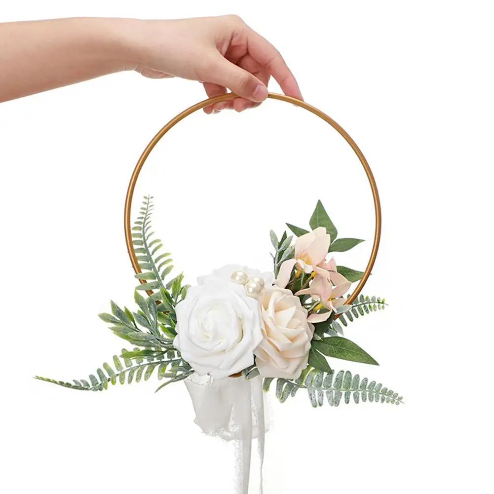 

Portable Bridal Artificial Rose Holding Flowers Wreath Wedding Party Decorations For Bride Bridesmaids